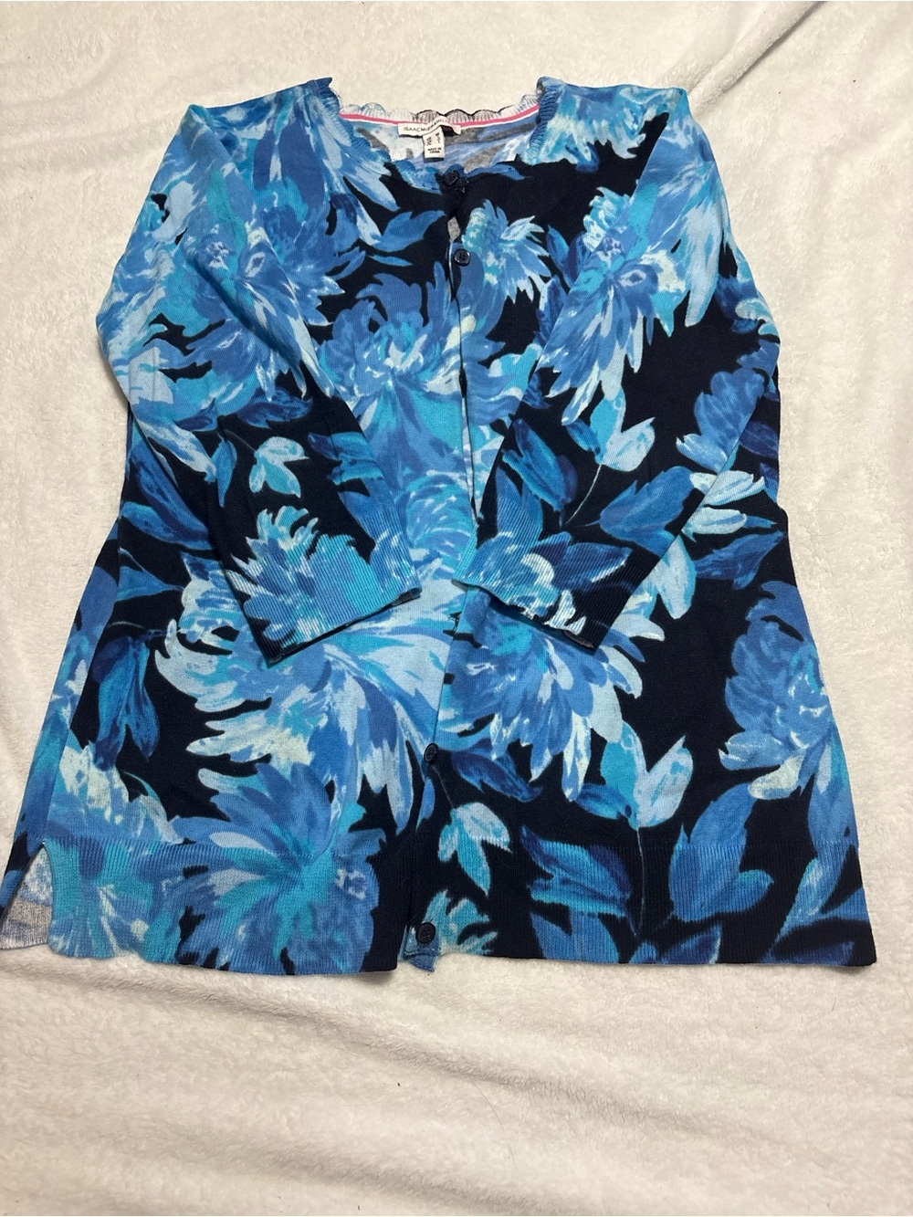 IzaachMizrahi Blue Floral Button-Front Women’s Top